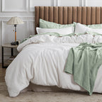 Bedsure Waffle Comforter Set Queen, White Soft Cotton Bedding, Waffle Weave Bed Set, 3 Pieces, 1 Comforter (90'X90') And 2 Pillow Shams, Premium Cotton Cover With Polyester Fill For All Seasons