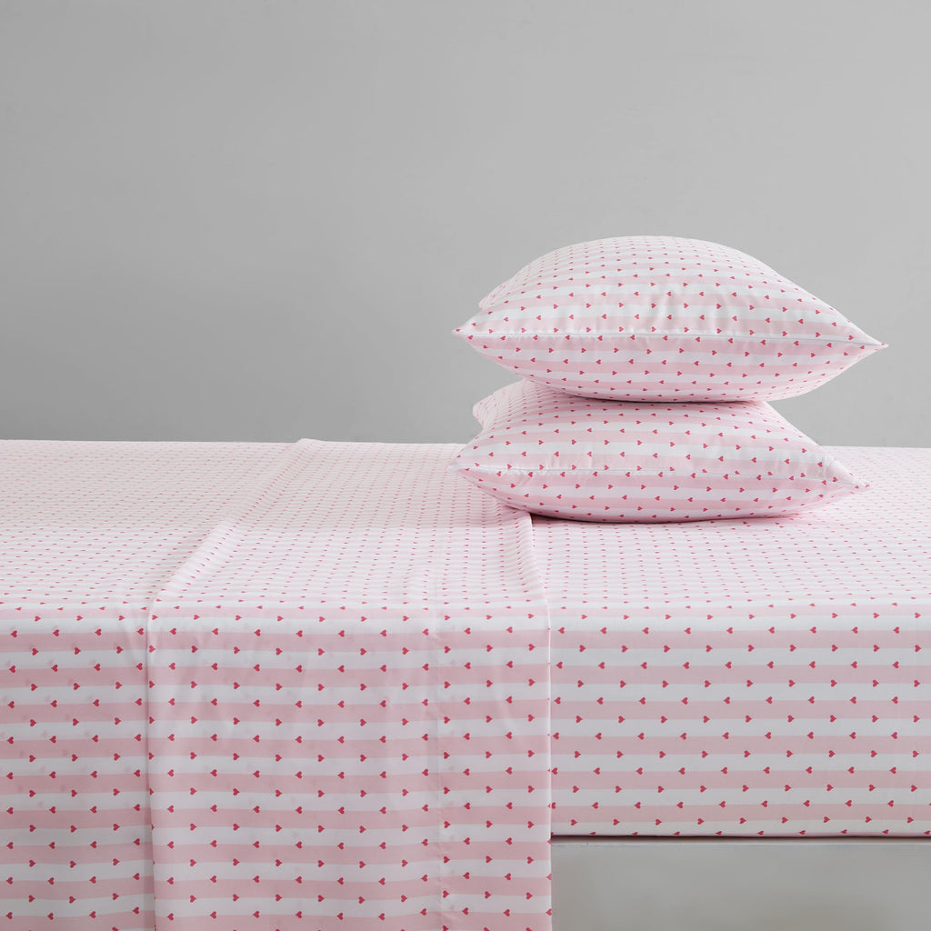 Betsey Johnson - King Bed Sheets, Soft & Lightweight Bedding, Fade & Wrinkle Resistant (Wonderland Stripe Pink, King)