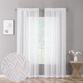 Chyhomenyc Marilyn White Sheer Curtains 84 Inch Length 2 Panels, Light Filtering 3D Leaf Clip Jacquard Textured Voile Sheer Curt