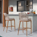 Purple Leaf Outdoor Counter Height Bar Stools Chair Set Of 2 Bar Stool Chairs Modern Patio Metal Stools With Backrest And Arm, Cushions Included