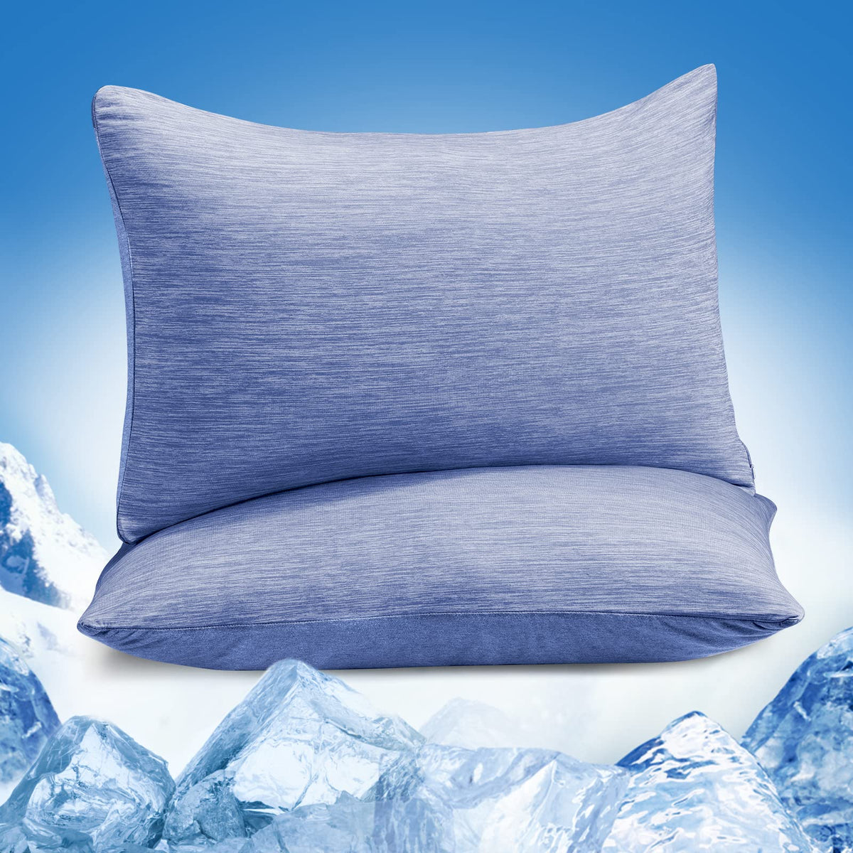 Marchpower Cooling Pillow Cases For Hot Sleepers Standard Size, Japanese Arc-Chill Cool Pillow Cases Double Design 2 Pack, Zippe