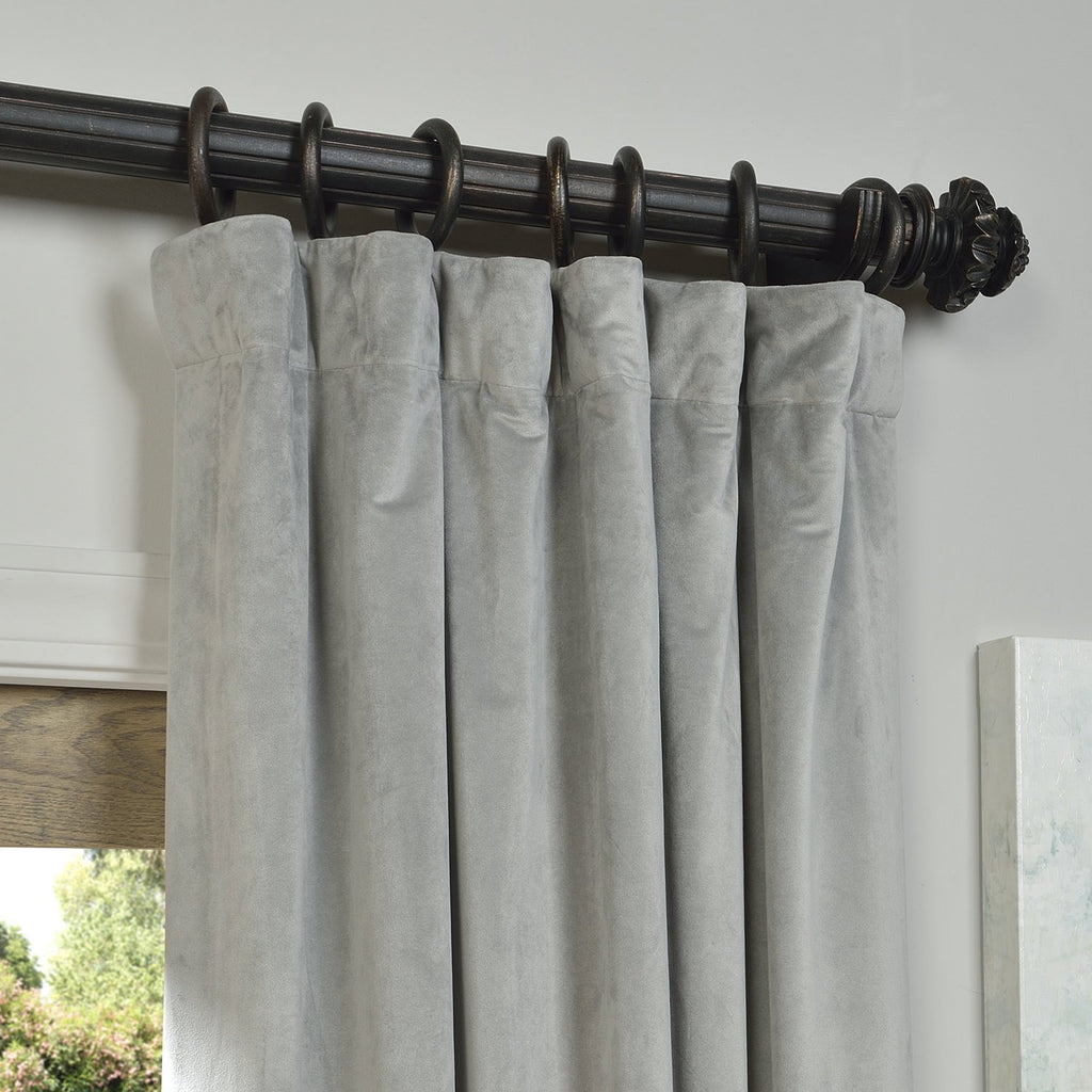 Hpd Half Price Drapes Signature Velvet Thermal Blackout Curtains For Living Room 96 Inch Long (1 Panel) Rod Pocket Insulated Blackout Curtains For Bedroom Window Curtains, 50W X 96L, Silver Grey
