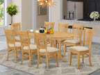 East West Furniture VANC9-OAK-C 9 Piece Kitchen Set Includes an Oval Table with Butterfly Leaf and 8 Linen Fabric Dining Room Chairs, 40x76 Inch