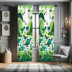 Ambesonne Dinosaur Curtains, Modern Artwork of Jurassic Scenario with Dino Animals and Wild Jungle, Window Treatments 2 Panel Se