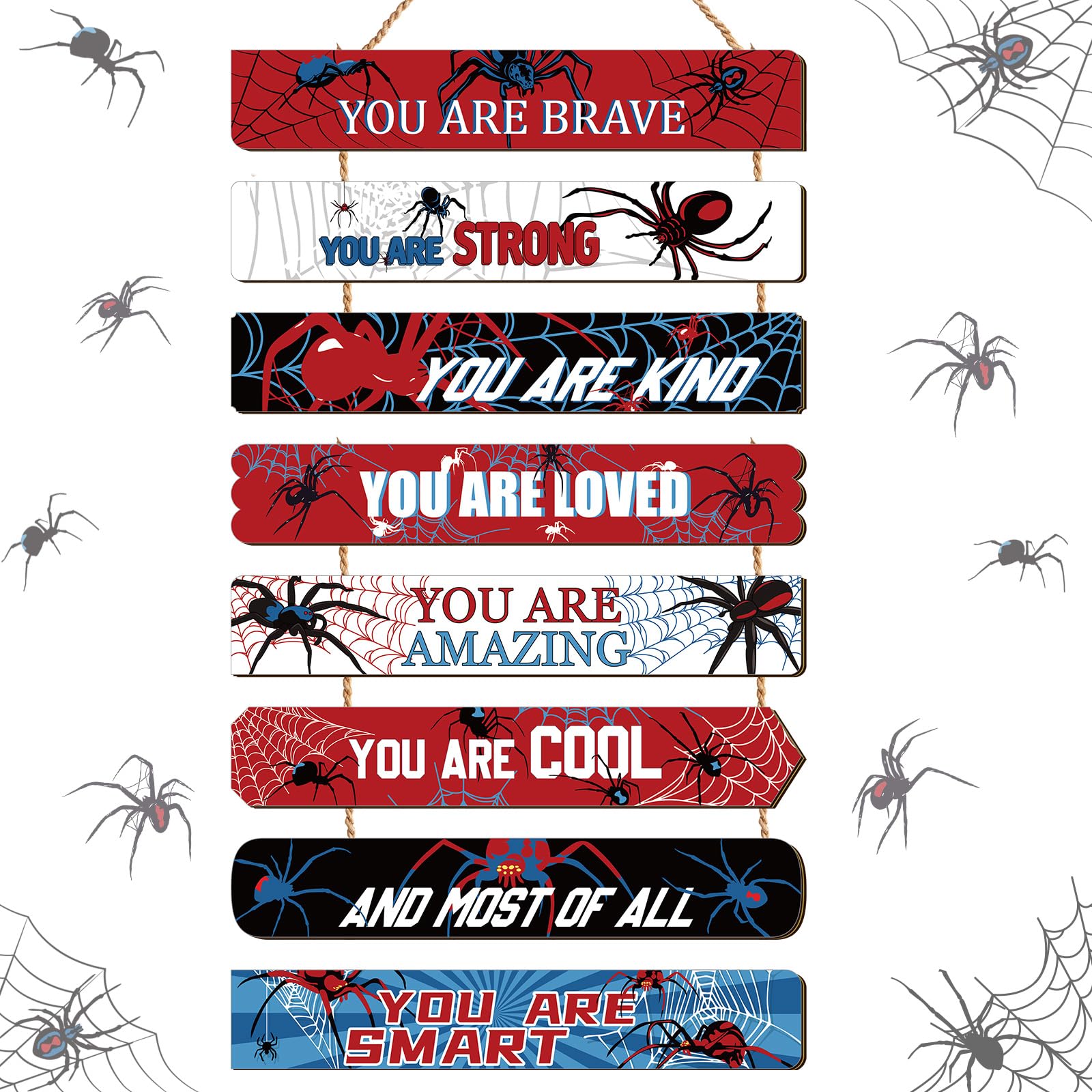 Threehoney Spider Theme Sign Inspirational Spider Wall Room Decor Hanging Wooden Cartoon Decor You are Brave Wall Art Wood Art P