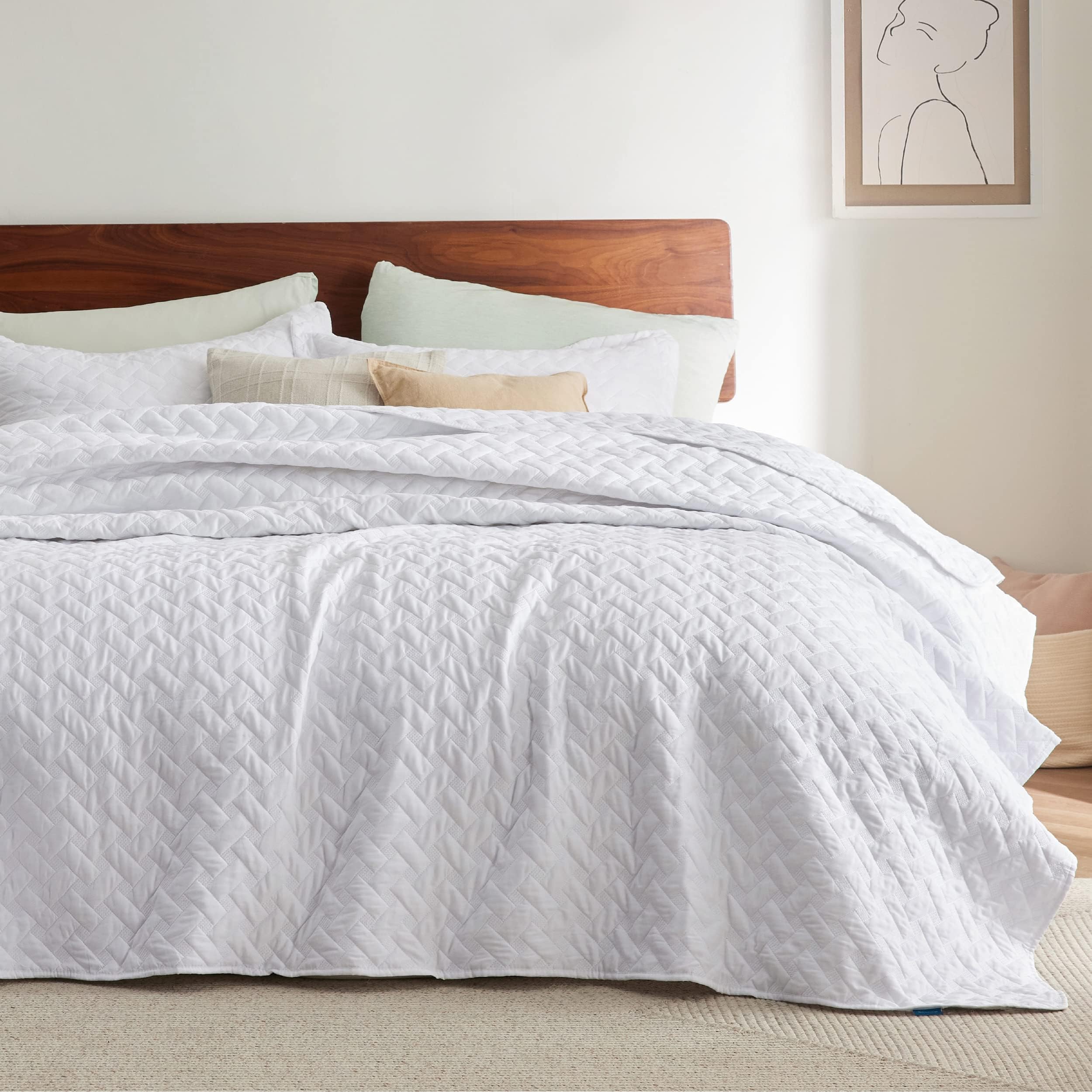 Bedsure Quilts Oversized King Size - Lightweight Bedspreads Oversized King Size With Basket Weave Pattern, Soft Quilt Bedding Se