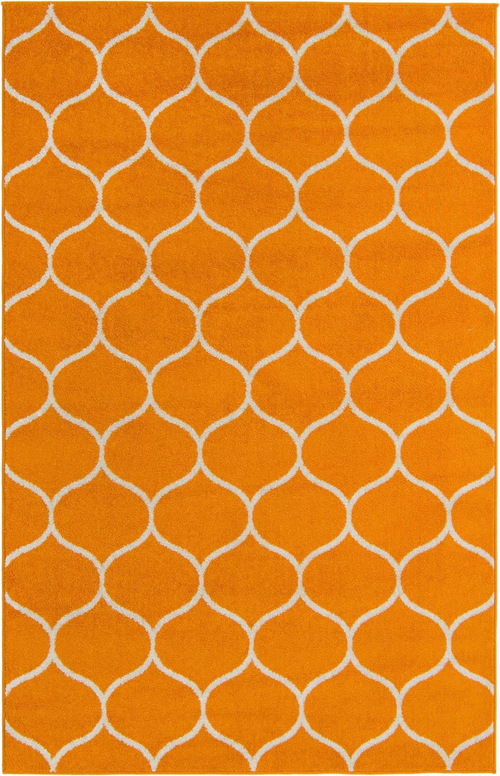 Unique Loom Trellis Frieze Collection Area Rug - Rounded (5' 1'' x 8', Orange/ Ivory)