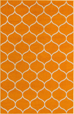 Unique Loom Trellis Frieze Collection Area Rug - Rounded (5' 1'' x 8', Orange/ Ivory)