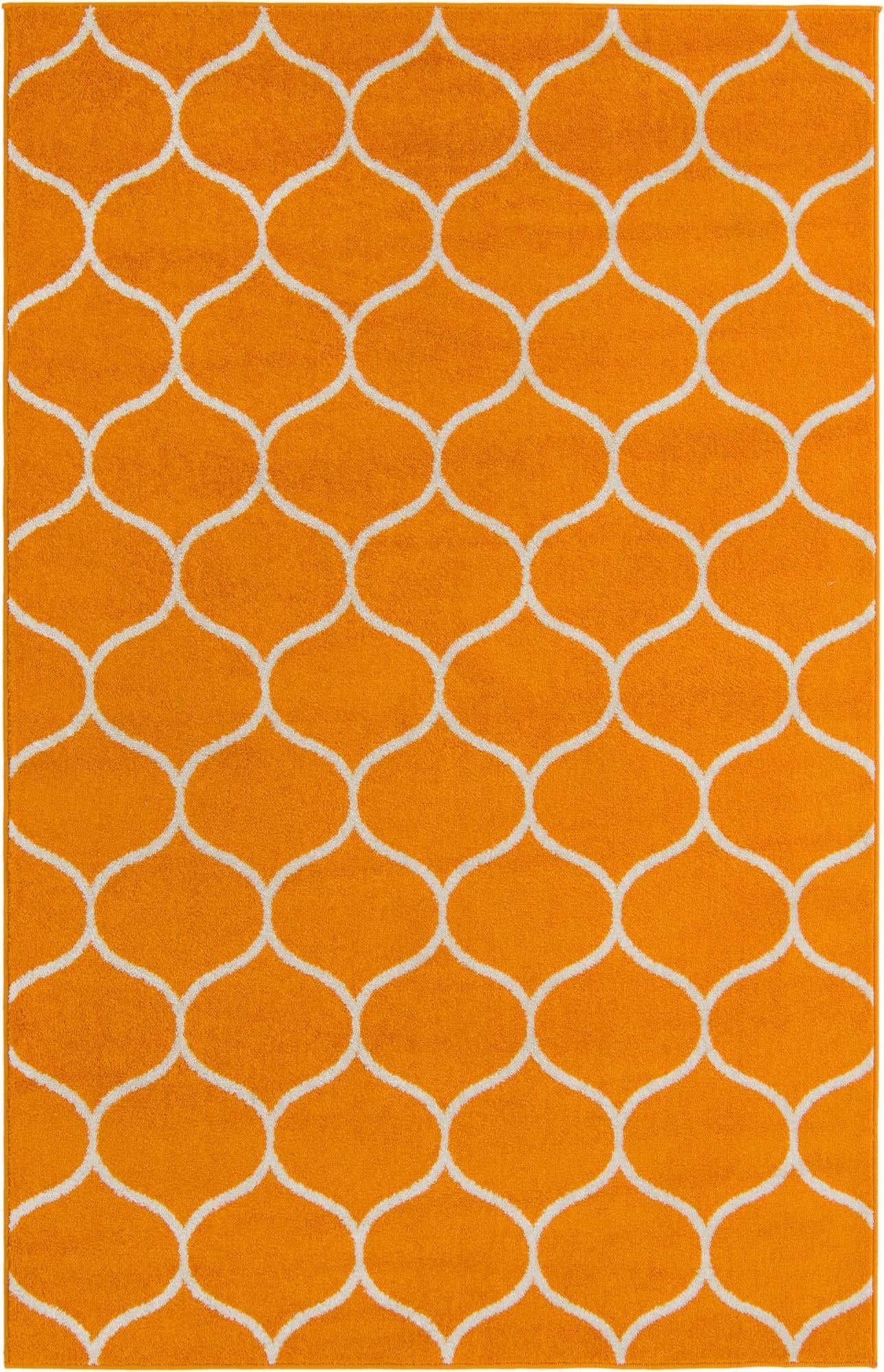 Unique Loom Trellis Frieze Collection Area Rug - Rounded (5' 1'' x 8', Orange/ Ivory)