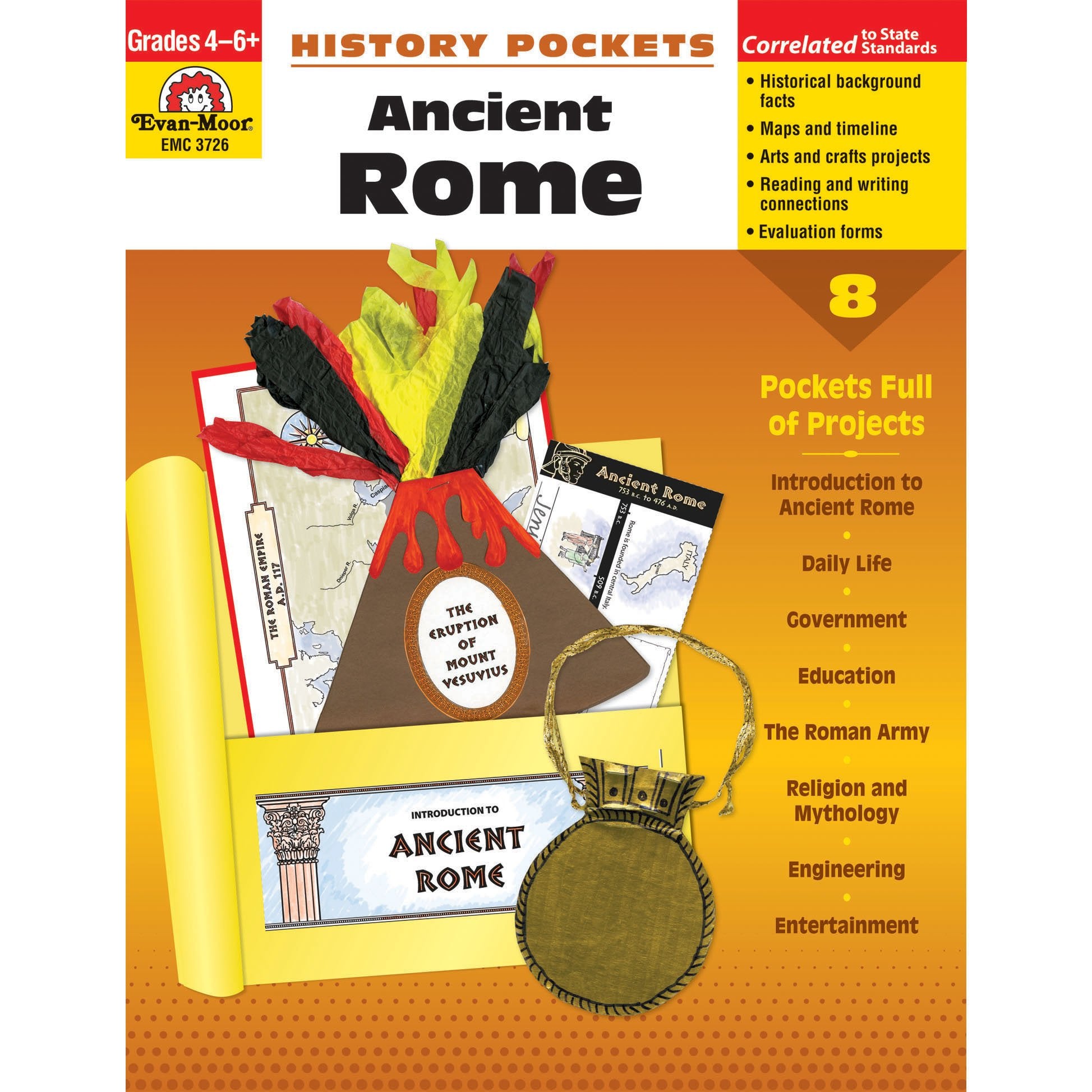 Evan-Moor Emc3726 History Pockets: Ancient Rome Book, Grades 4-6+