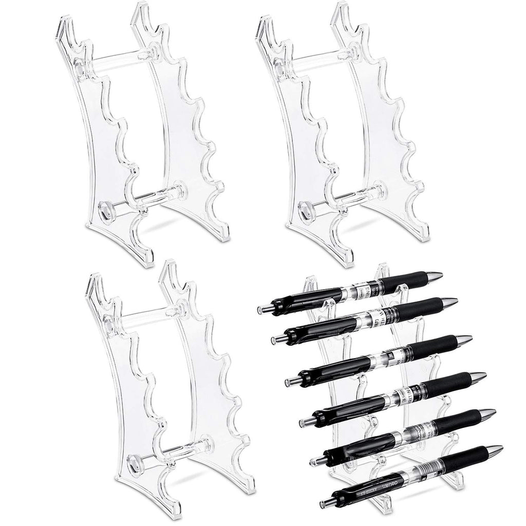 4 Pieces Plastic Pen Display Stand 6 Slots Pen Holder Eyebrow Pen Display Stand Makeup Brush Rack Organizer For Home School And