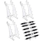 4 Pieces Plastic Pen Display Stand 6 Slots Pen Holder Eyebrow Pen Display Stand Makeup Brush Rack Organizer For Home School And