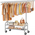 Tajsoon Clothes Rack with 2 Shelves, Heavy Duty Load 350 LBS, Chrome