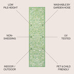 Jonathan Y Smb100F-28 Tela Bohemian Textured Weave Floral Indoor Outdoor Area-Rug, Coastal, Traditional, Transitional Easy-Cleaning,Bedroom,Kitchen,Backyard,Patio,Non Shedding, Cream/Green, 2 X 8