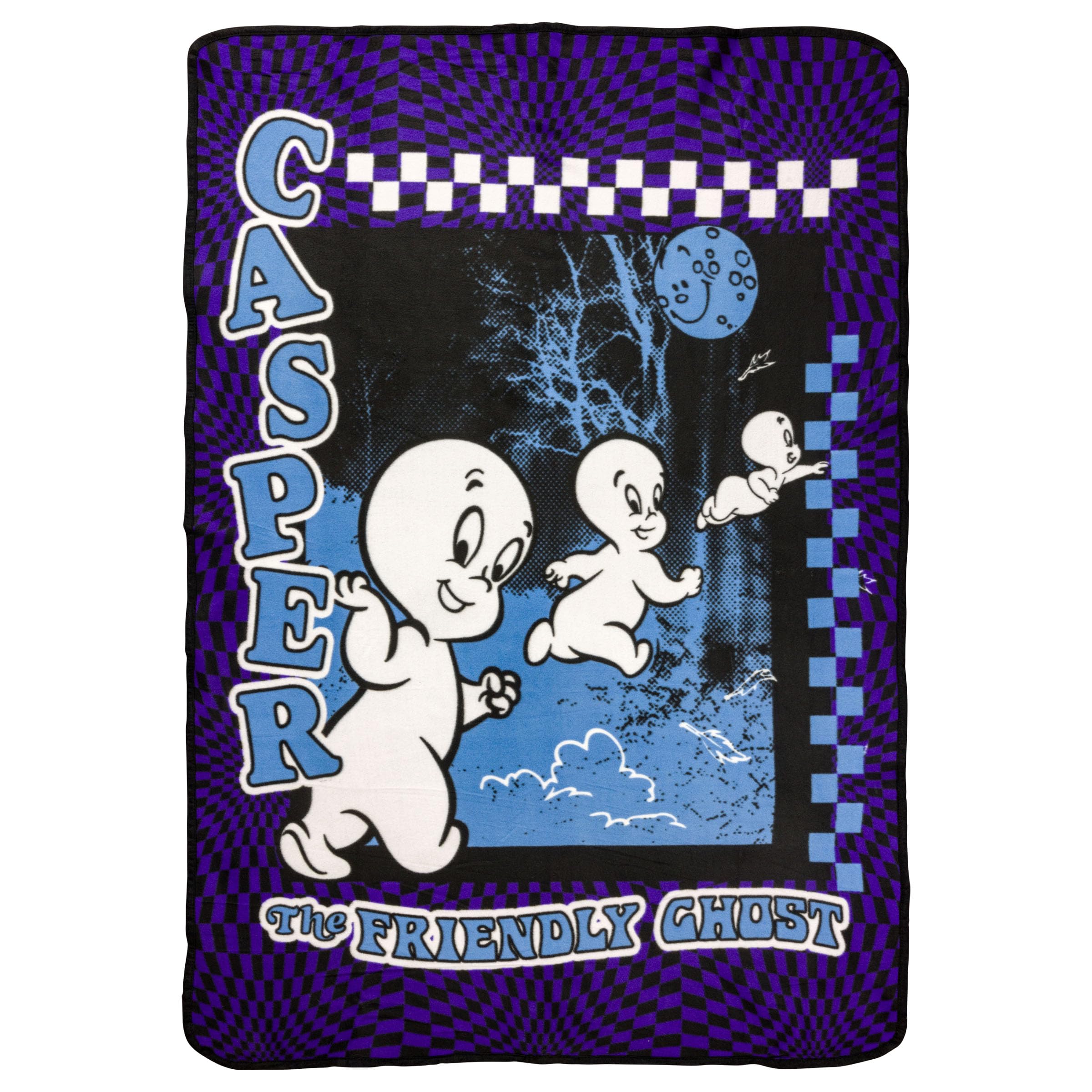 Silver Buffalo Casper Friendly Ghost Checkerprint 45' X 60' Fleece Throw Blanket