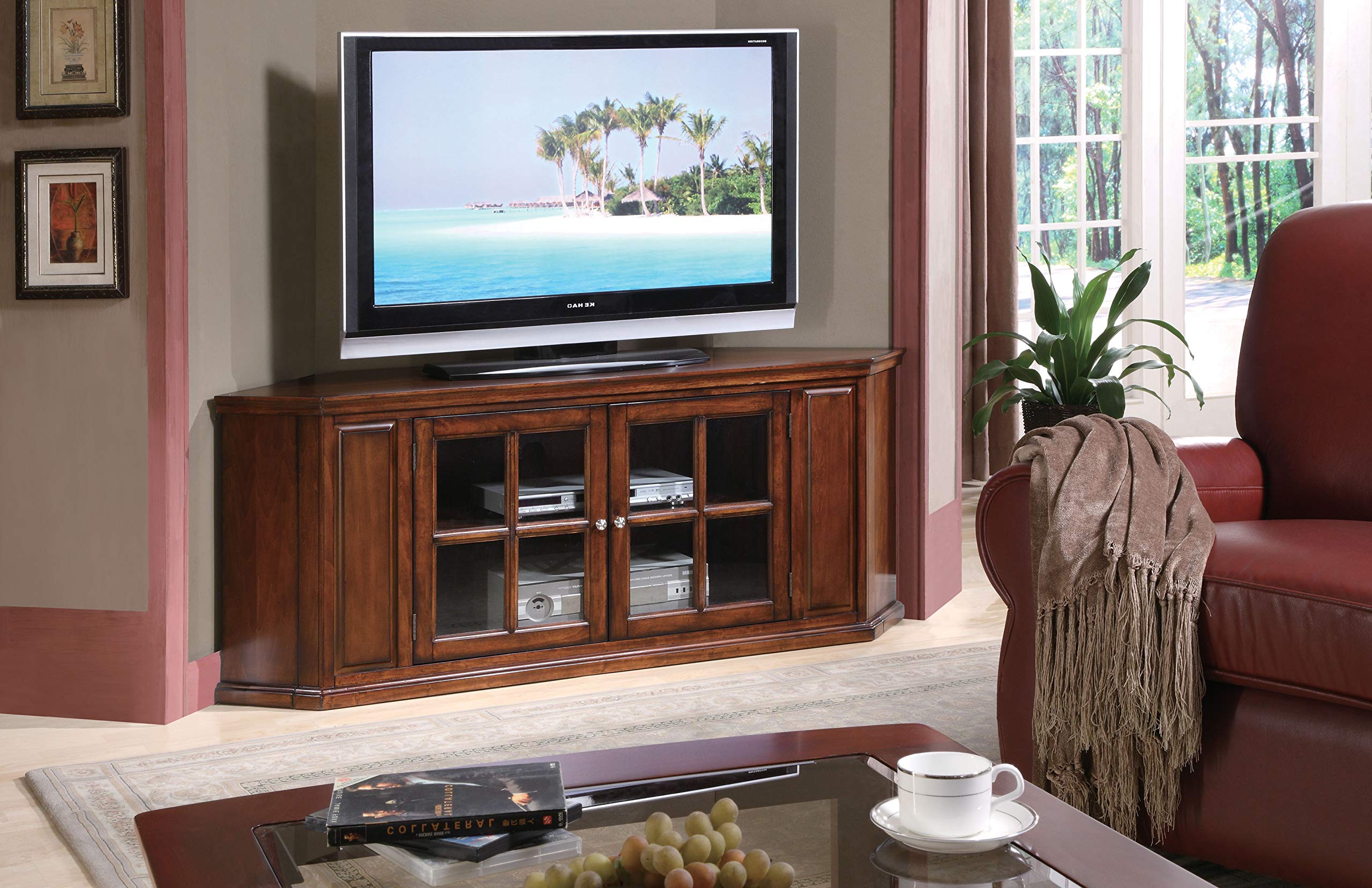 HomeRoots Furniture Corner TV Stand, Multicolor