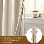 Dwcn Beige Velvet Curtains 84 Inches Long - Room Darkening Noise Absorb Tieable Grommet Curtains & Drapes Warm Soft Texture Priv