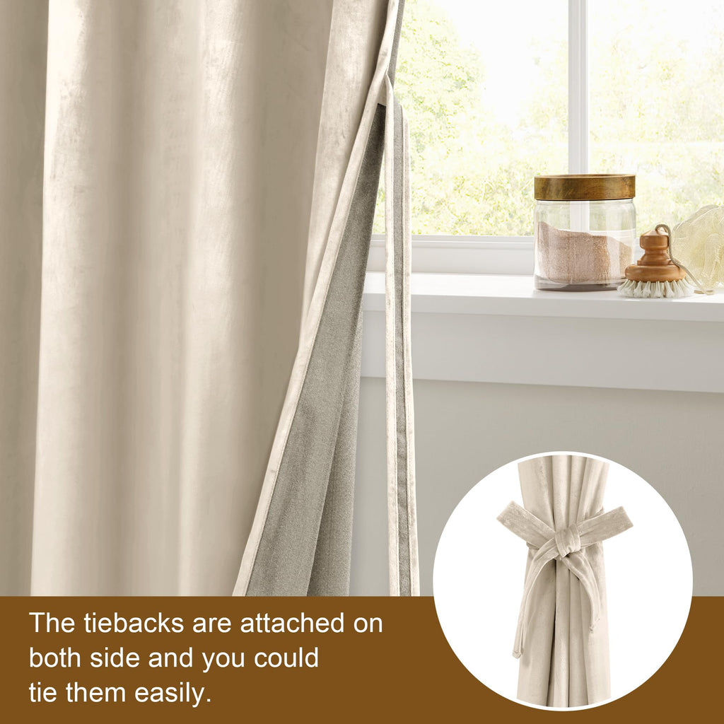 Dwcn Velvet Curtains - Room Darkening Light Blocking Window Drapes For Bedroom, Living Room, Tieable Solid Grommet Curtains & Dr