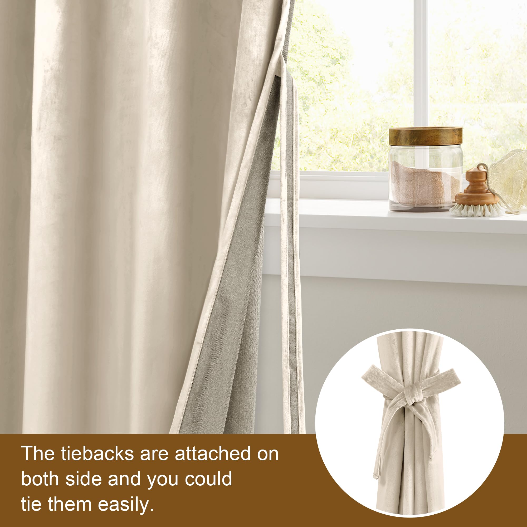 Dwcn Velvet Curtains - Room Darkening Light Blocking Window Drapes For Bedroom, Living Room, Tieable Solid Grommet Curtains & Dr