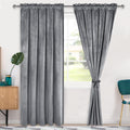 Hiasan Grey Velvet Curtains 84 Inch Blackout Rod Pocket Thermal Insulated Soft Curtains Room Darkening Window Drapes With Tiebac