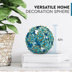 Everydecor Metal Decorative Sphere For Home Decor - Antique Blue, Hand Painted, Modern Decorative Balls For Living Room, Bedroom