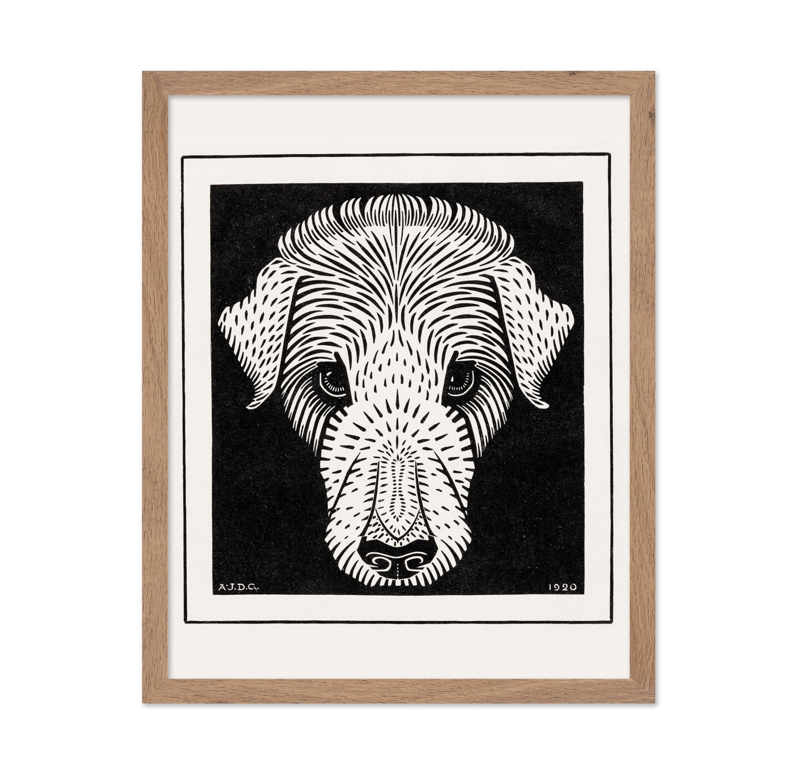 Poster Master Vintage Illustration Poster - Retro Art Nouveau Print - Dogs Head, Animal, Minimalist, Modern - Gift for Artist, 