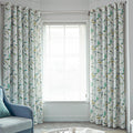 Vogol Linen Grommet Curtains Birds And Flower Print Window Panels For Bedroom Living Room, One Panel, 52X63, Green