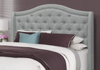 Monarch Specialties I Size/Grey Linen with Chrome Trim Queen Bed,