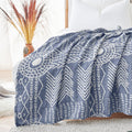 Jinchan Boho 100% Cotton Blanket Muslin Lightweight Twin Size Throw Blanket For Couch Soft Cozy All Season Blanket 3-Layer Throw