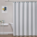 WEST LAKE Waffle Fabric Shower Curtain Gray and White Striped with Weave Textured No Hook Bathroom Curtains Water Resistant Hote