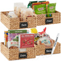 Best Choice Products Set of 4 16x12in Large Water Hyacinth Pantry Baskets, Woven Kitchen Organizers w/Chalkboard Label, Chalk Ma