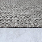 Solid Outdoor Rug For Patio Or Balcony Weatherproof In Mottled Grey, Size: 4'7' X 6'7'