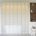 Tudeco Long Shower Curtain - Rustic Ivory Lace Shower Curtain With Attached Valance Cream Vintage Floral Sheer Extra Wide Shower