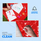 Linpro 5Pk Plastic Table Cloths Disposable For Parties 8Ft Picnic Table Covers With Elastic Fitted Camping Tablecloth Elastic Table Cover Rectangle Red Tablecloth Waterproof Outdoor & Folding Tables