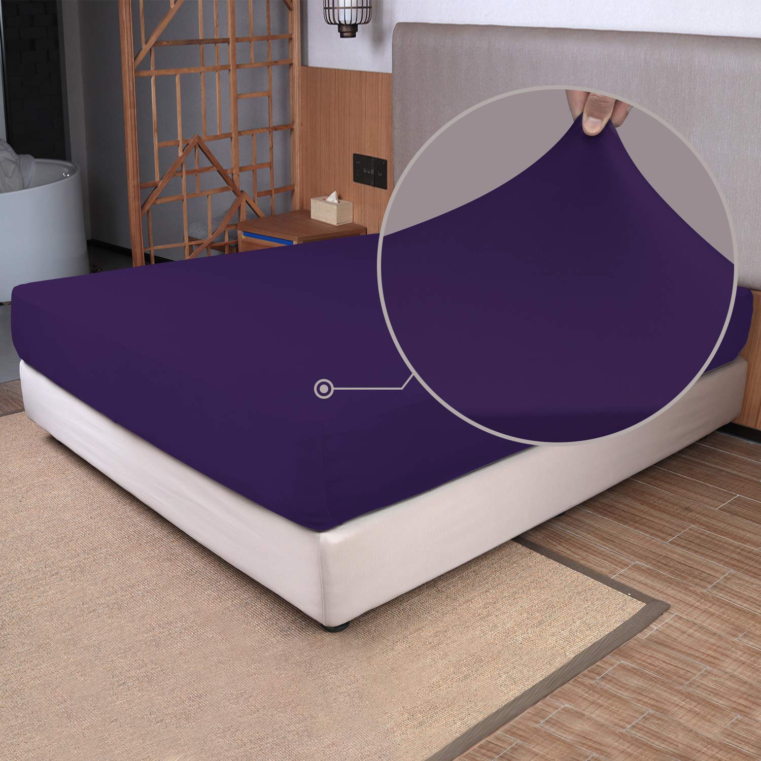 Queen Size Fitted Sheet Only - 4-Way Stretch Knit, Snug Fit, Wrinkle Free & Stay In Place, No More Slipping Off For Mattress, So