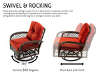 Sha Cerlin 3 Pieces Patio Furniture Set, Outdoor Swivel Glider Rocker, Wicker Patio Bistro Set With Rocking Chair, Cushions And Table (Red)