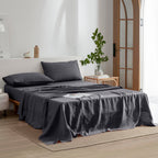 Everly Linen Queen Sheets Set, 100% Stonewashed French Linen Bed Sheets Deep Pocket Sheets, 4 Pieces (1 Flat Sheet, 1 Fitted She