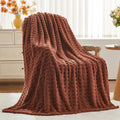 Newcosplay Super Soft Twin Blanket Coffee Premium Silky Flannel Fleece 3D Waffle Checkered Lightweight Bed Blanket All Season Us