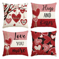 Avoin Colorlife Valentine'S Day Hugs And Kisses Love You More Throw Pillow Covers, 18 X 18 Inch Valentine Heart Stripes Wedding