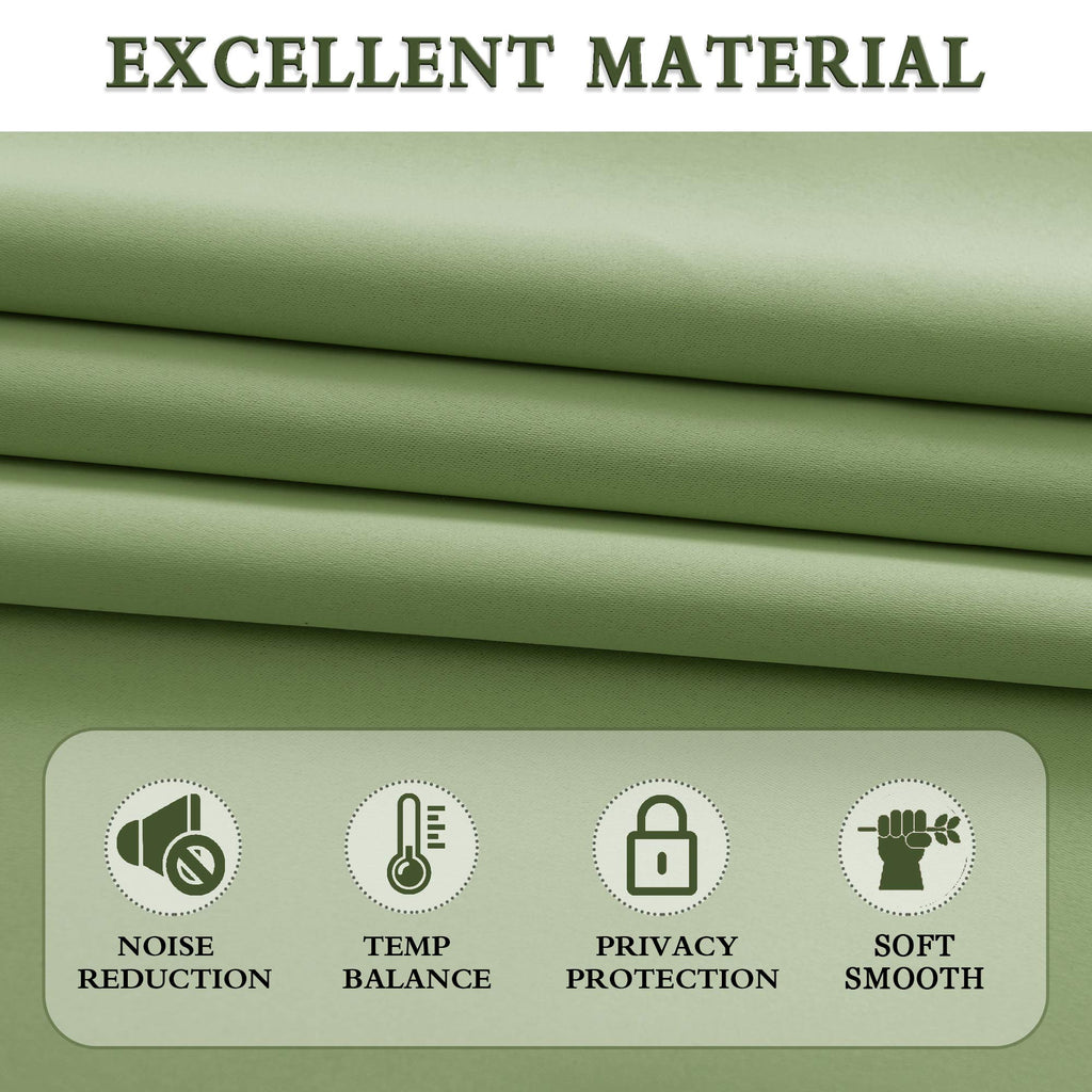 Donren Sage Green Small Window Curtain Panels Room Darkening Curtain Tiers For Nursery With Rod Pocket (52 X 24 Inch,1 Pair)