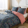 Honeilife Queen Duvet Cover Set - 100% Cotton Floral Duvet Cover Sets,Soft & Breathable With Zipper Closure & Corner Ties,3Pcs W