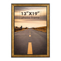 Golden State Art, 13X19 Inch Poster Frame Dark Gold Brown & Bronze, Horizontal and Vertical Wall Display, with Real Glass