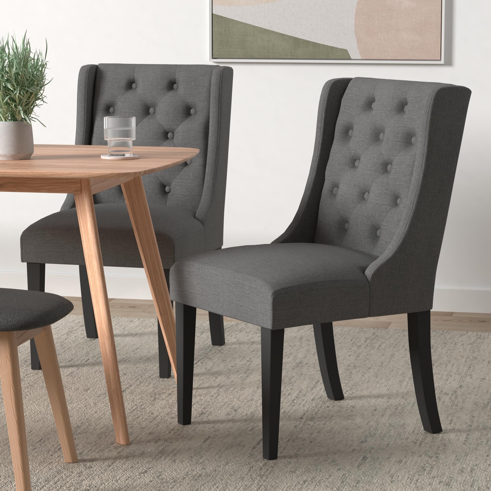 Modway Baronet Modern Tufted Upholstered Fabric Parsons Kitchen And Dining Room Chair - Set Of 4 In Gray