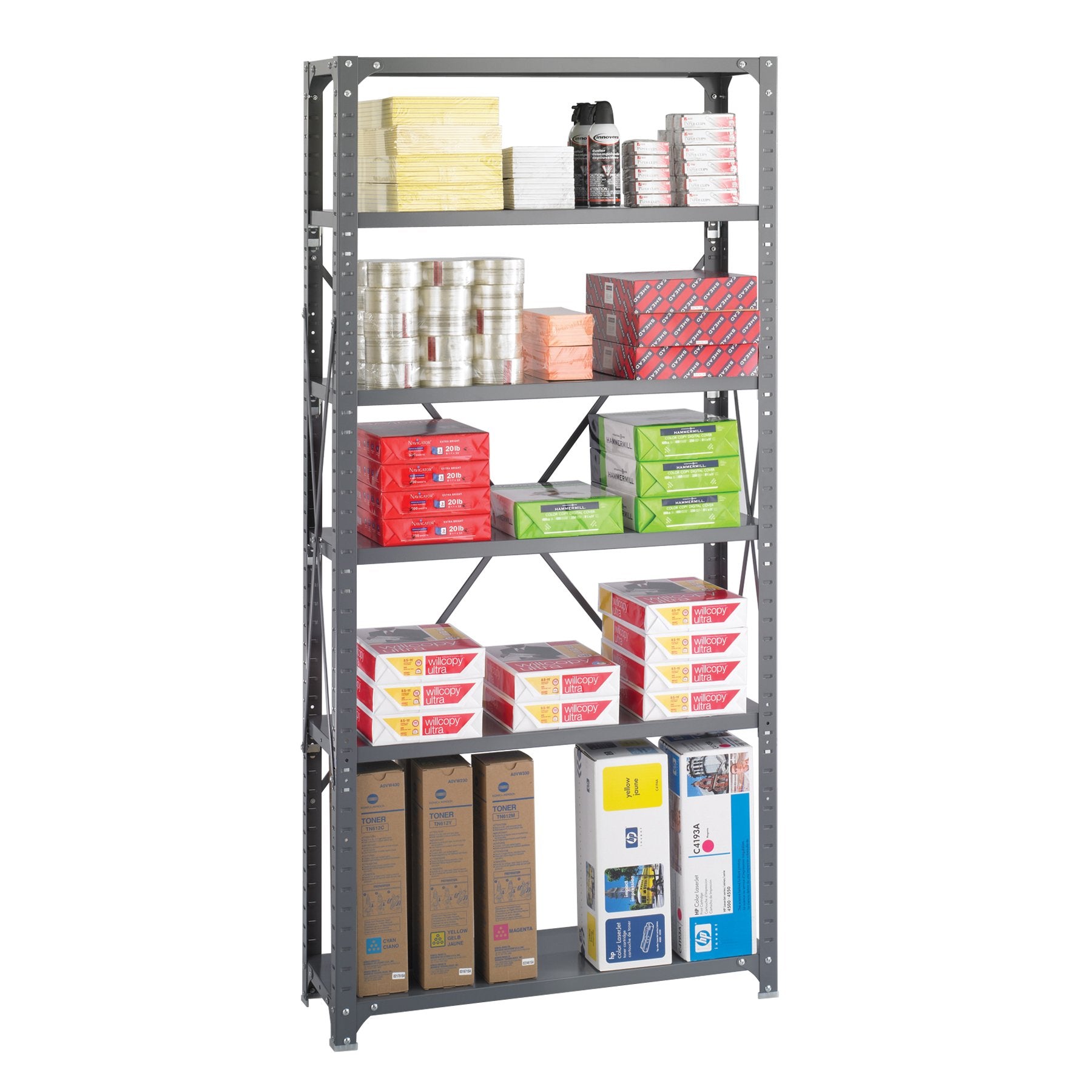 Commercial Steel Shelving Unit, 6 Shelves, 36w x 12d x 75h, Dark Gray