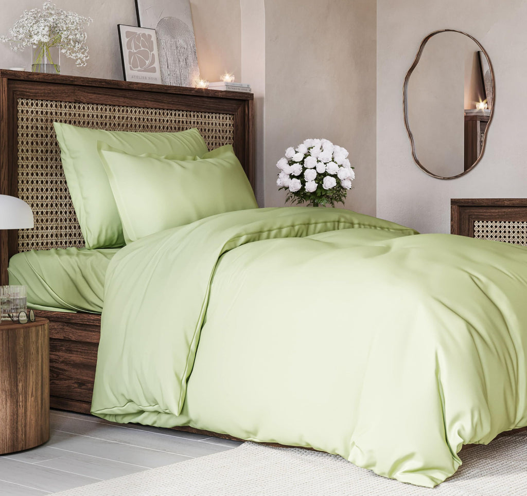 Duvet Cover Twin/Twin Xl Size Set - Extra Soft Twin/Twin Xl Size Duvet Cover 68 X 90 With 1 Pillow Shams - Hotel Luxury & Fade Free + Zipper Closures & Ties - Breathable Bedding Set (Light Sage Green)
