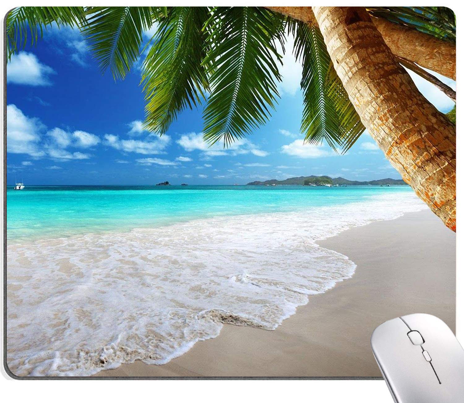 Beach Mouse Pad, Coconut Trees Design Mouse Pad, Nature Mousepads, Custom Gaming Mouse Pads Non-Slip Rubber Mousepads For Comput