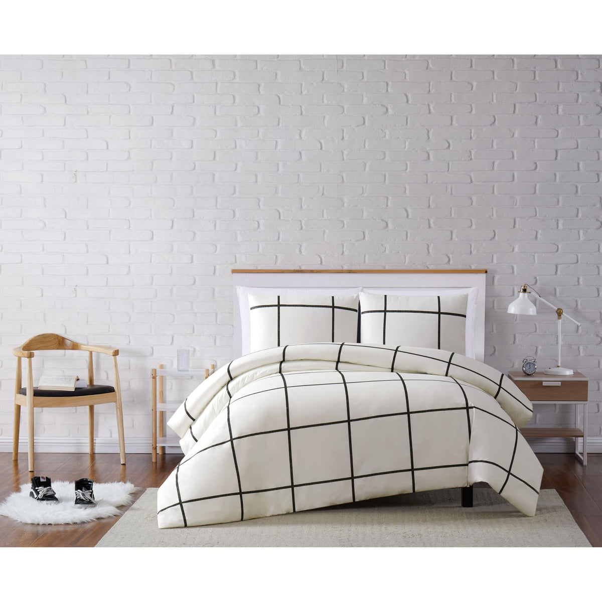 Truly Soft Kurt Windowpane Full/Queen 3-Piece Duvet Cover Set