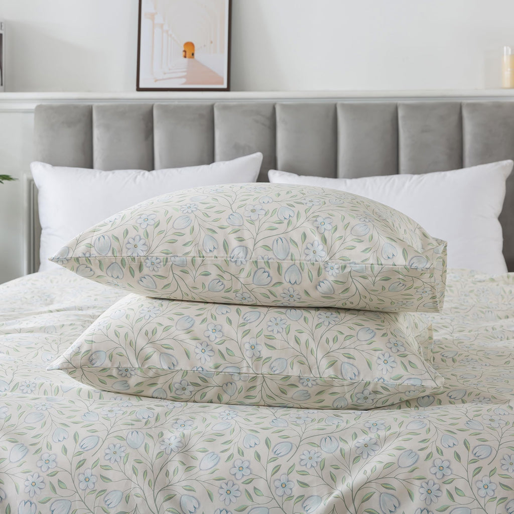 Honeilife Floral Duvet Cover Queen - 100% Cotton Comforter Cover, Soft & Breathable Bedding Duvet Cover Sets With Zipper Closure