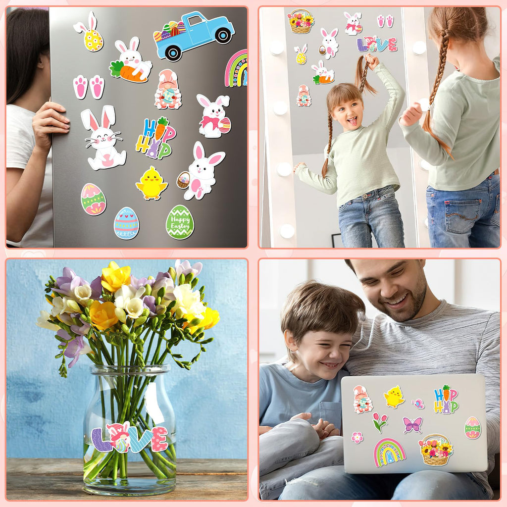 Marforever 50Pcs Easter Removable Reusable Window Decals, Thick Gel Clings For Adults Kids, Spring Party Supplies, Multicolor Fo