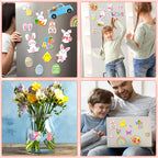 Marforever 50Pcs Easter Removable Reusable Window Decals, Thick Gel Clings For Adults Kids, Spring Party Supplies, Multicolor Fo